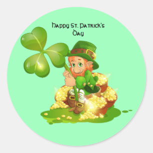 Adesivo Redondo Leprechaun Irlandês Animado