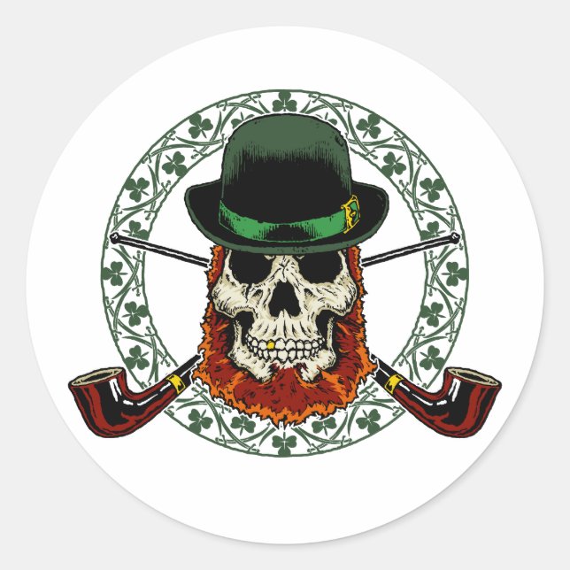 Adesivo Redondo Leprechaun Skull (Frente)