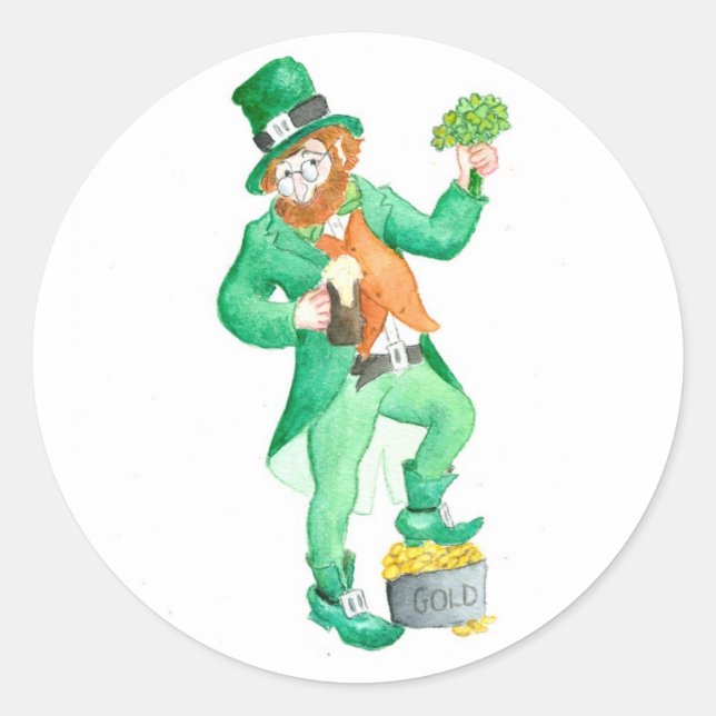 Adesivo Redondo Leprechaun Stickers (Frente)