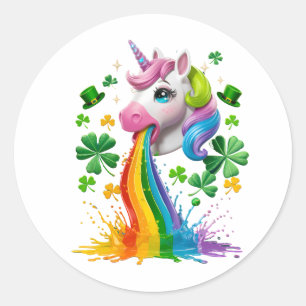 Adesivo Redondo Lepricor de Dia de São Patrício Shamrock da Unicór