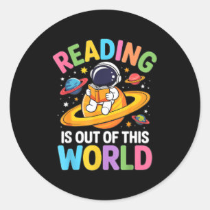Adesivo Redondo Ler é fora deste mundo livros engraçados do espaço