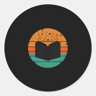 Adesivo Redondo Ler livros infantis homens retrô vintage engraçado