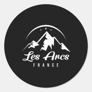 Adesivo Redondo Les Arcs France Ski Resort Skiboeboard Sou