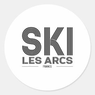 Adesivo Redondo Les Arcs Ski Resort França Alps French Skiing Souv