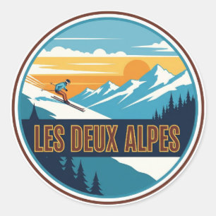 Adesivo Redondo Les Deux Alpes França Viagem