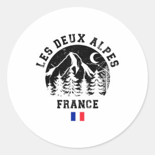 Adesivo Redondo Les Deux Alpes France Alps Ski Resort Alpino Skiin
