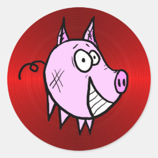 Adesivo Redondo Les the Pig Big Red Sticker