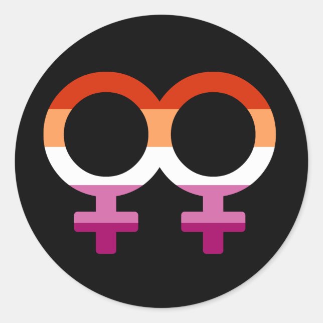 Adesivo Redondo Lesbian Glyphen  | Lesbian Pride  (Frente)