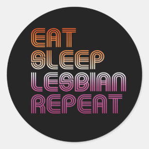 Adesivo Redondo LESBIAN REPEAT RETRO DESIGN T Shirt