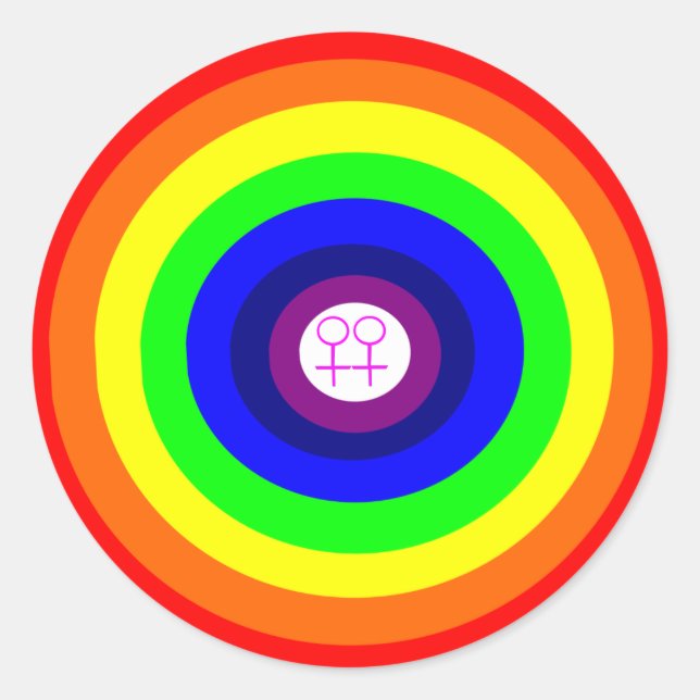Adesivo Redondo Lesbians Round Rainbow Sticker (Frente)