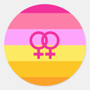 Adesivo Redondo Lésbica Dawn Pride WLW