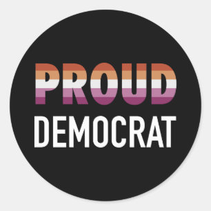 Adesivo Redondo Lésbica e Orgulhosa Democrata