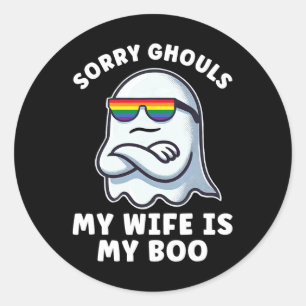 Adesivo Redondo Lésbica Orgulho Halloween Mulheres Fantasmas Minha