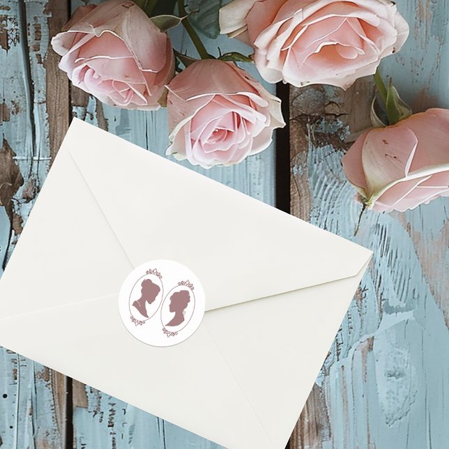 Adesivo Redondo Lésbicas Brides Regência Rosas Rosa (Criador carregado)