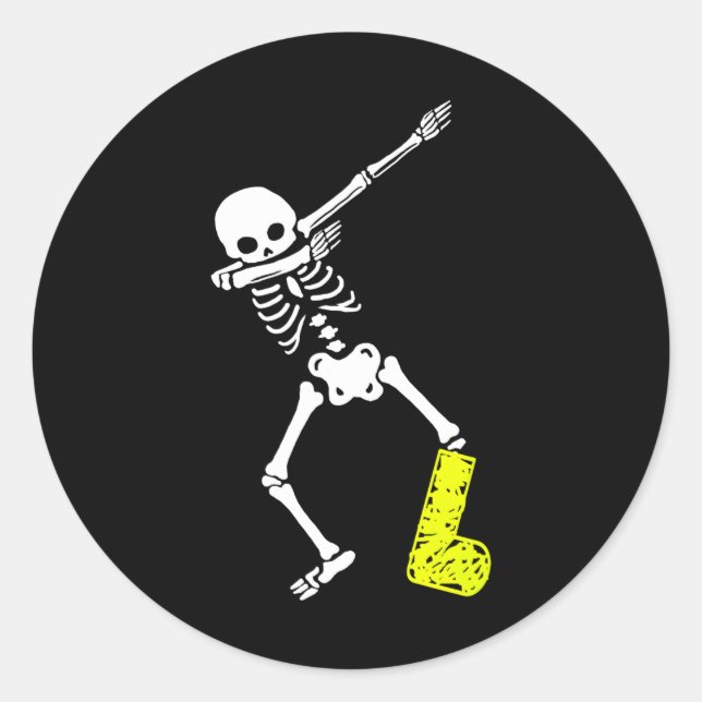 Adesivo Redondo Lesões Engraçadas Dabbing Skeleton quebrado (Frente)