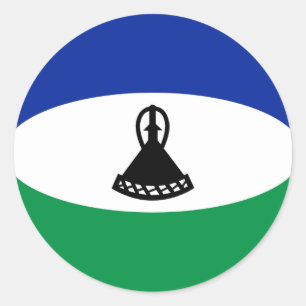 Adesivo Redondo Lesoto Fisheye Flag Sticker