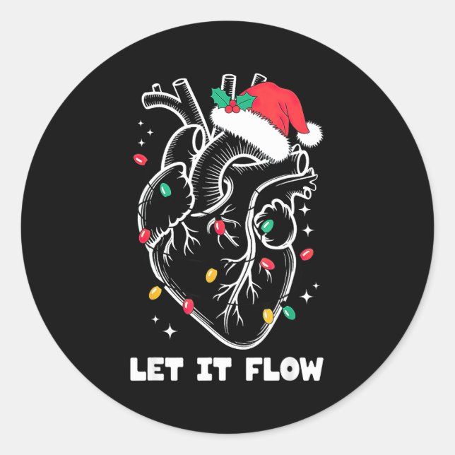 Adesivo Redondo Let It Flow Anatomy Heart Santa Xmas  (Frente)