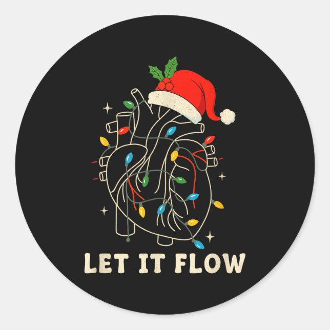 Adesivo Redondo Let It Flow Funny Anatomical Heart Christmas, Medi (Frente)
