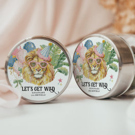 Adesivo Redondo Let’s Get Wild Party Animal Birthday Sticker