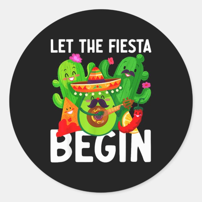 Adesivo Redondo Let the fiesta begin funny cinco de mayo mexican L (Frente)