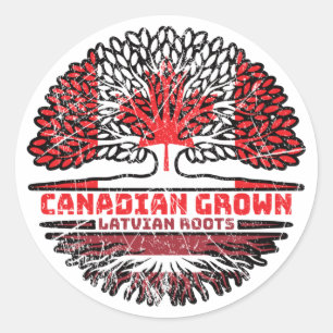 Adesivo Redondo Letão canadiano canadiano Bandeira de Raízes de Ár