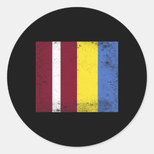 Adesivo Redondo Letônia Design de Bandeira da Ucrânia Orgulho Letã