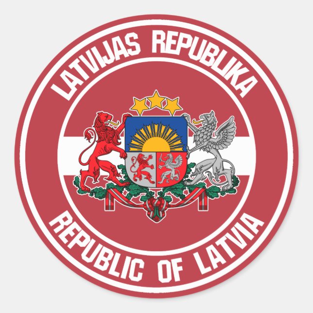 Adesivo Redondo Letônia Round Emblem (Frente)