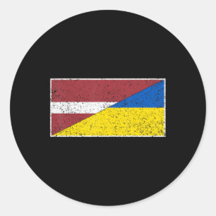 ADESIVO REDONDO LETÓNIA UCRÂNIA, PAVILHÃO LETÃO UCRANIANO