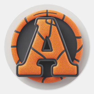Adesivo Redondo 🏀 Letra A Basquete Laranja Textura Escola Esporte