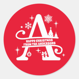 Adesivo Redondo Letra A Monograma Nome da Família Inicial Saudação