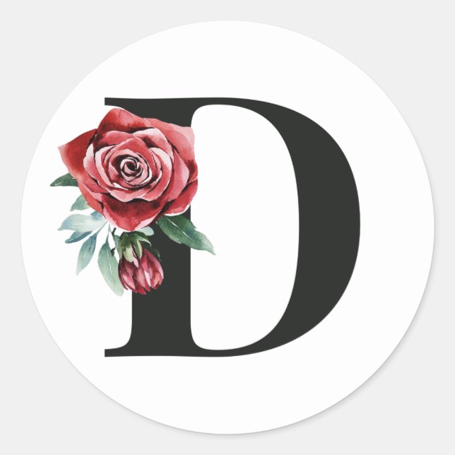 Adesivo Redondo Letra adesiva das iniciais de inverno D (Frente)