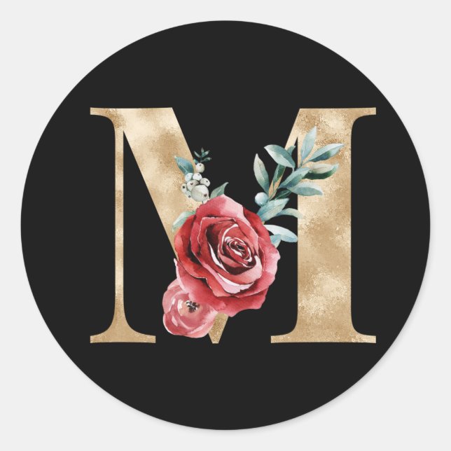 Adesivo Redondo Letra adesiva das iniciais de inverno M (Frente)