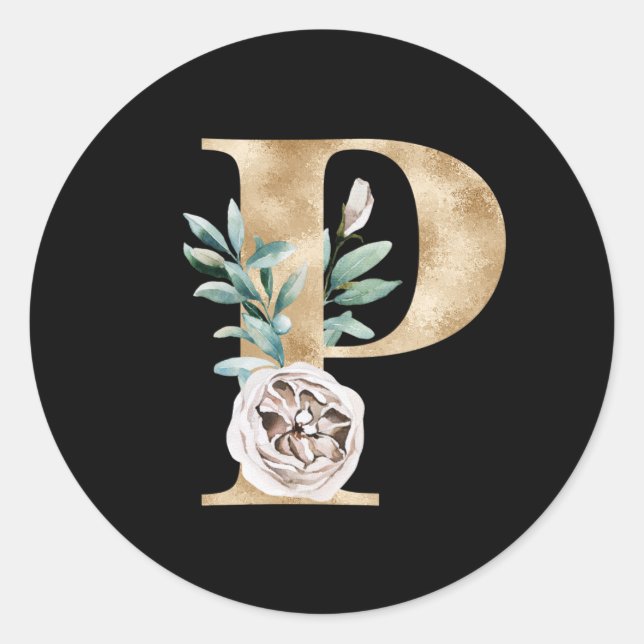 Adesivo Redondo Letra adesiva das iniciais de inverno P (Frente)