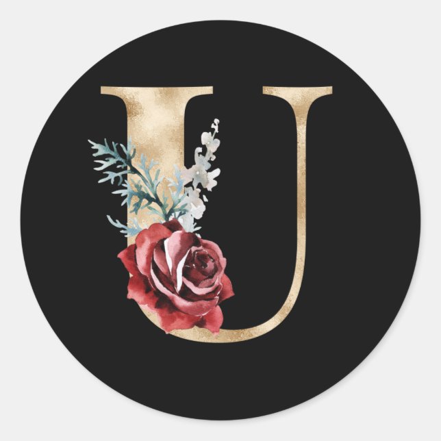 Adesivo Redondo Letra adesiva das iniciais de inverno U (Frente)