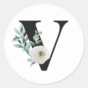 Adesivo Redondo Letra adesiva das iniciais de inverno V
