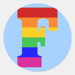 Adesivo Redondo Letra arco-íris F