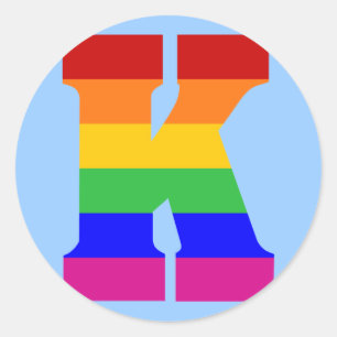 Adesivo Redondo Letra arco-íris K