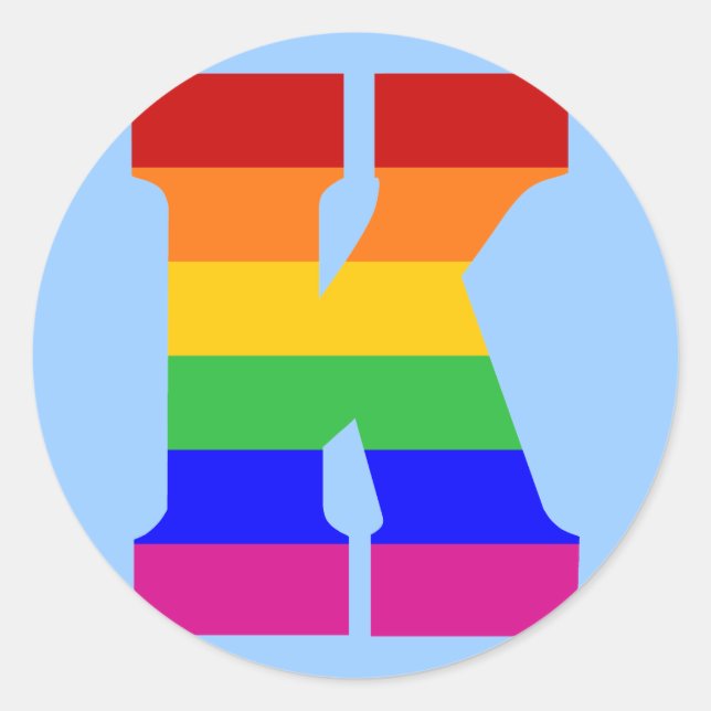 Adesivo Redondo Letra arco-íris K (Frente)