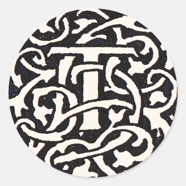 Adesivo Redondo Letra Art Nouveau Monograma Antigo (Frente)