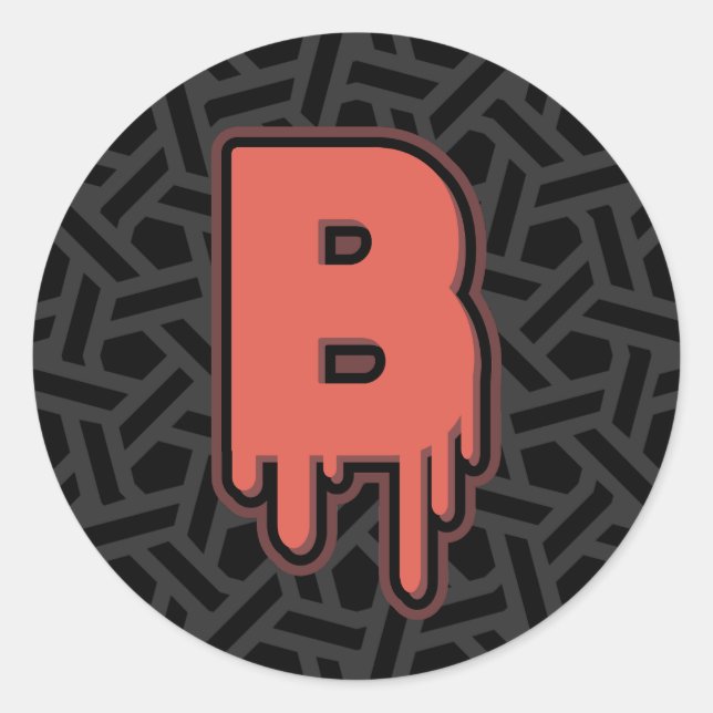 Adesivo Redondo Letra B de fusão - Presente de aniversário de nome (Frente)