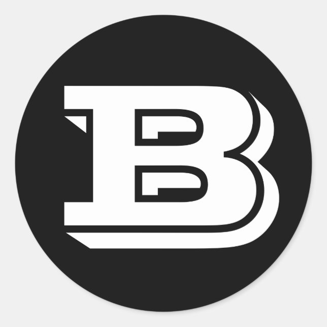 Adesivo Redondo Letra B Vineta Alphabet por Janz Black (Frente)