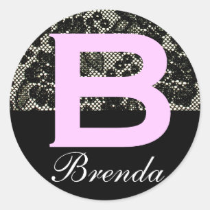 Adesivo Redondo Letra branca e preta monogramas B Sticker