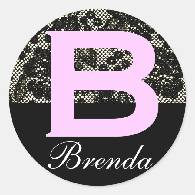 Adesivo Redondo Letra branca e preta, monogramas, B, Sticker (Frente)