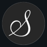 Adesivo Redondo Letra branca escura monograma - selos de casamento<br><div class="desc">Letra Negra Monograma Selos De Casamento Para Envelopes De Convite</div>
