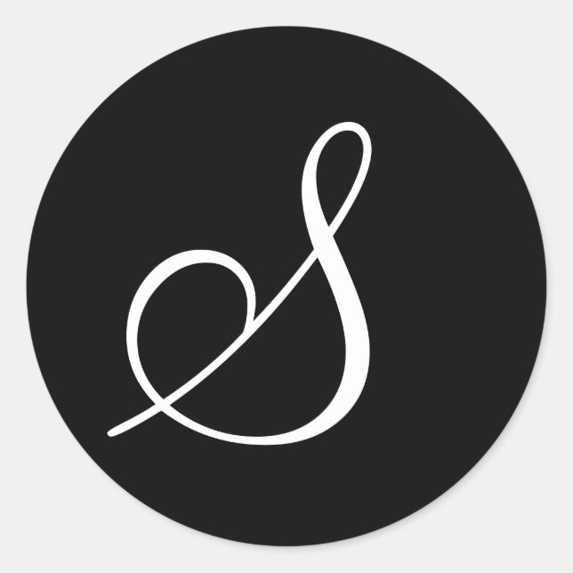 Adesivo Redondo Letra branca escura monograma - selos de casamento (Frente)