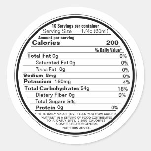 Adesivo Redondo Letra branca Mini Rótulo Maple Xarope Nutrição