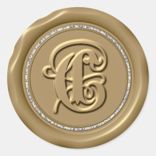 Adesivo Redondo *~* Letra C Diamond Círculo DOURADO Cera Saquinho