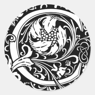 Adesivo Redondo Letra C Monograma Medieval Art Nouveau