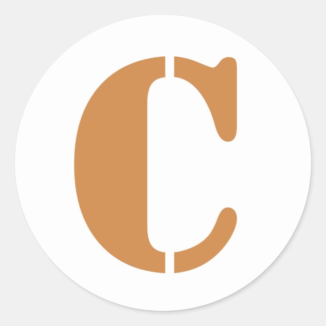 Adesivo Redondo Letra C Stencil Alfabeto por Janz Peru Dourado Bra (Frente)