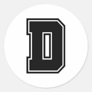 Adesivo Redondo Letra D alfabeto de tipo universitário esportivo